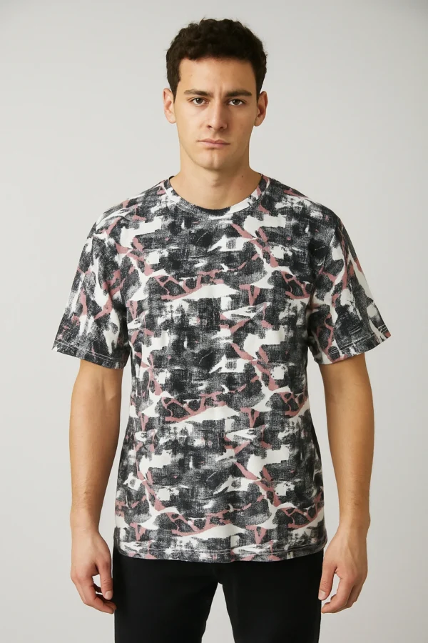 Urban Abstract Print Crew Neck T-Shirt