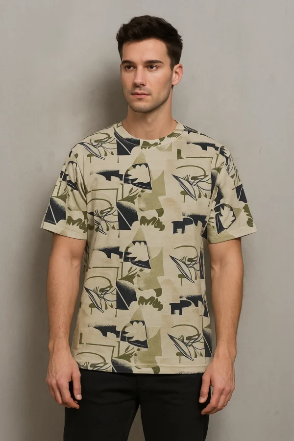 Urban Camo Abstract Print  Drop Shoulder T-Shirt