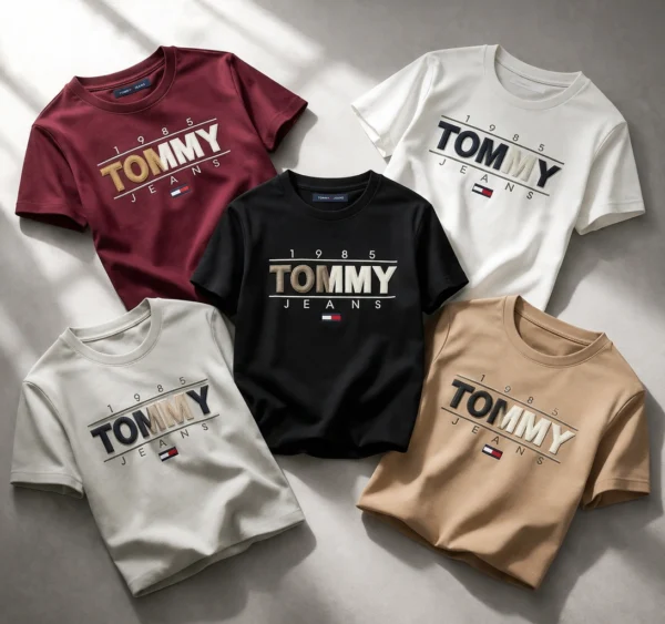 Premium Tommy Jeans Style T-Shirt  – Classic 1985 Printed Casual Wear